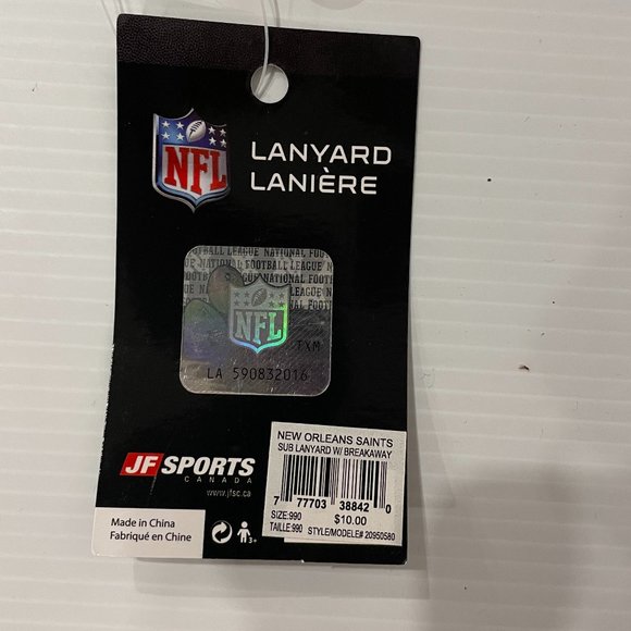 🏈3/$15🏈 New Orleans Saints JF Sports NFL Breakaway Lanyard 17" - NEW - Picture 4 of 5